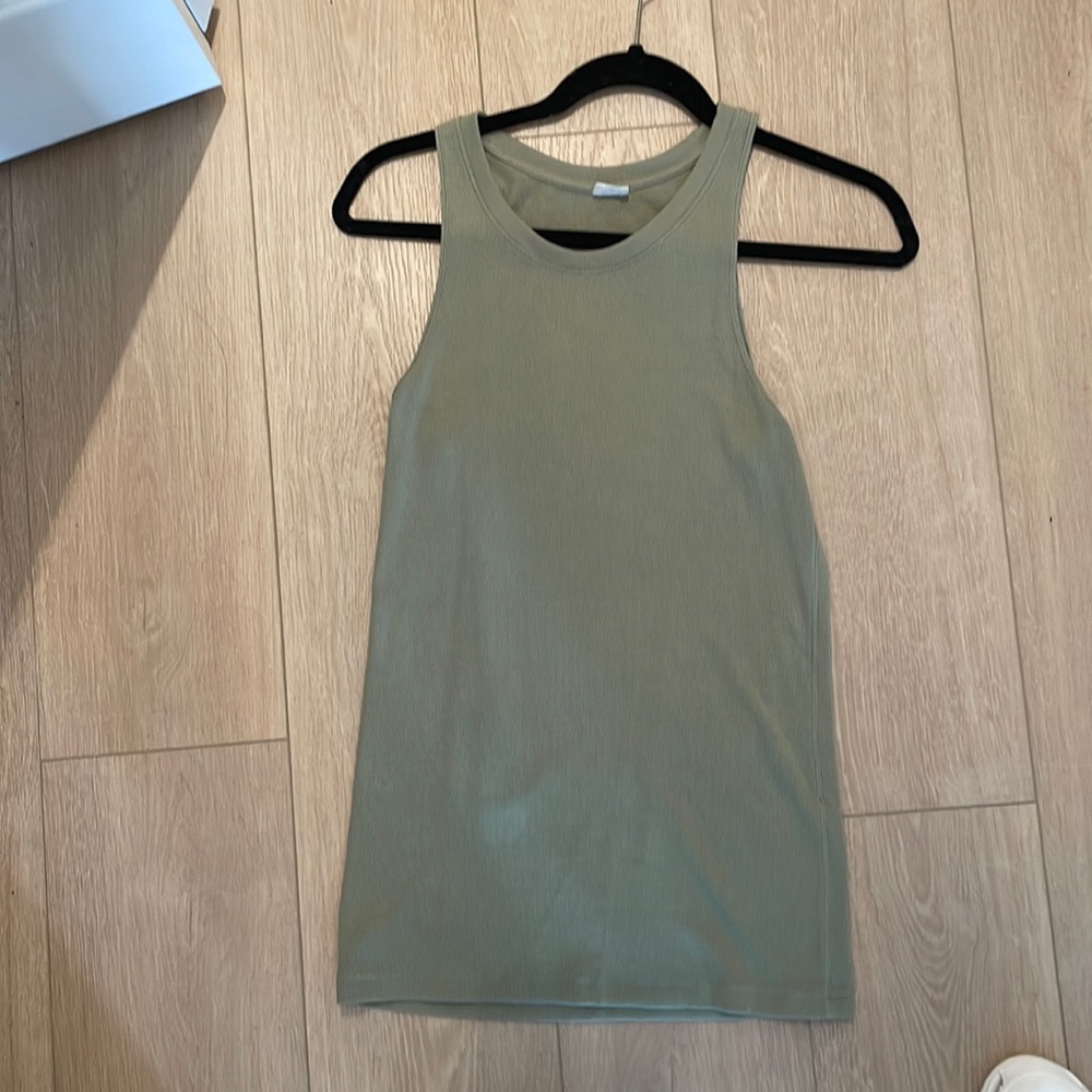 Aritzia Wilfred free sage green ribbed tank top